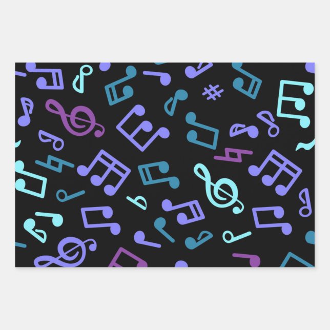 Music pattern wrapping paper sheets (Front)