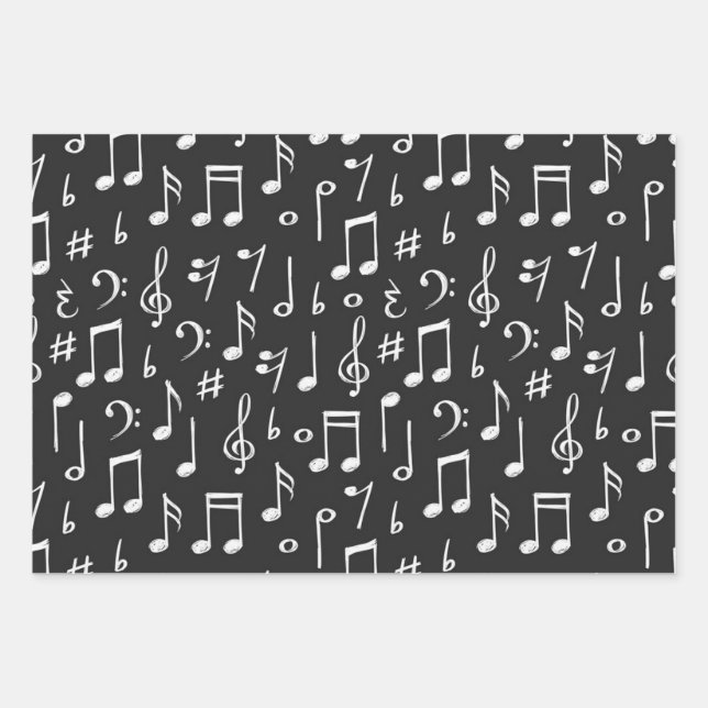 Music pattern wrapping paper sheets (Front)