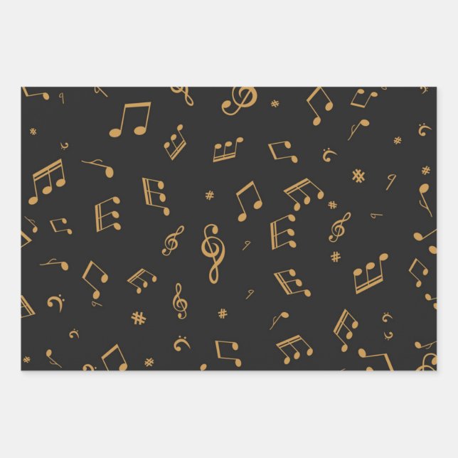 Music pattern wrapping paper sheets (Front)
