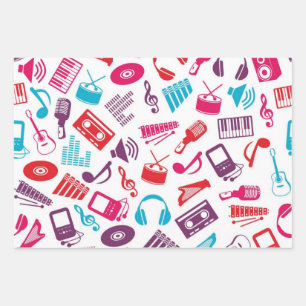 Music pattern wrapping paper sheets