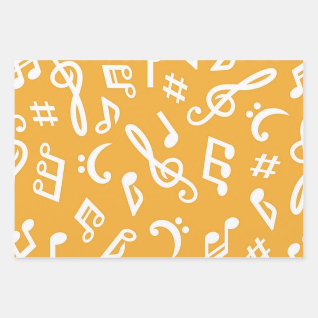 Music pattern wrapping paper sheets (Front)