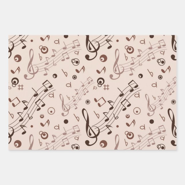 Music pattern wrapping paper sheets (Front)