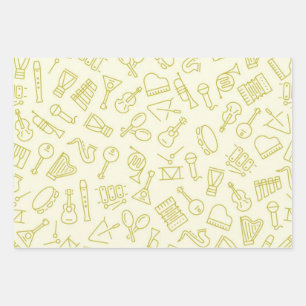 Music pattern wrapping paper sheets