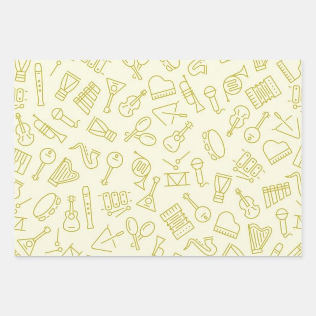 Music pattern wrapping paper sheets (Front)