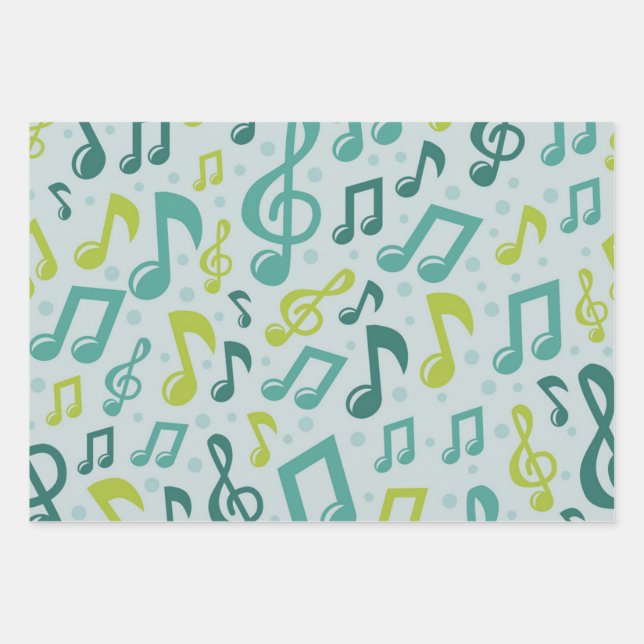 Music pattern wrapping paper sheets (Front)