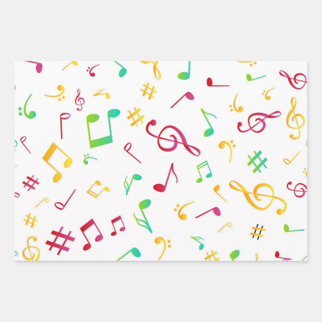 Music pattern wrapping paper sheets (Front)