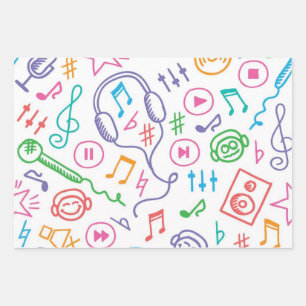 Music pattern wrapping paper sheets