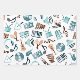 Music pattern wrapping paper sheets