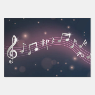 Music pattern wrapping paper sheets
