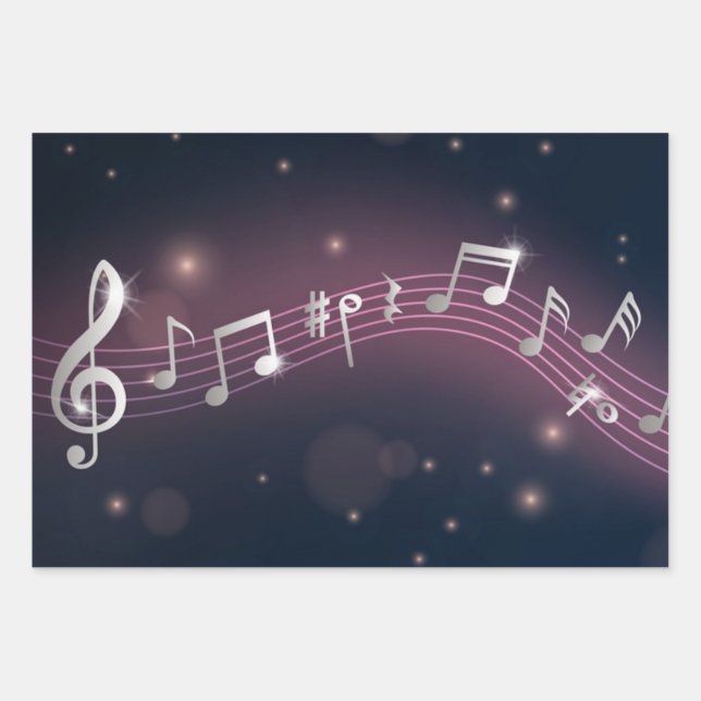 Music pattern wrapping paper sheets (Front)