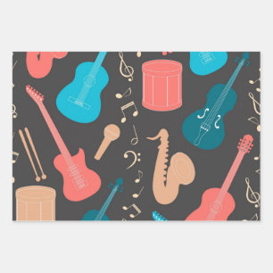 Music pattern wrapping paper sheets