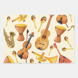 Music pattern wrapping paper sheets