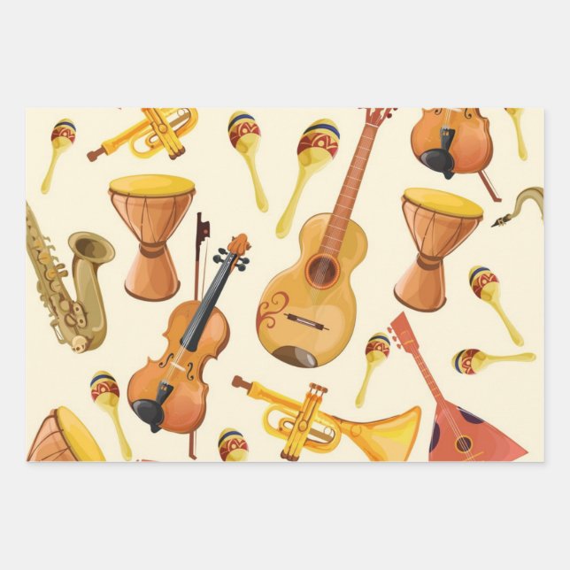 Music pattern wrapping paper sheets (Front)