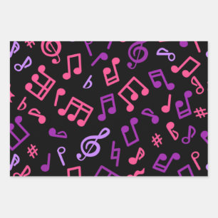 Music pattern wrapping paper sheets