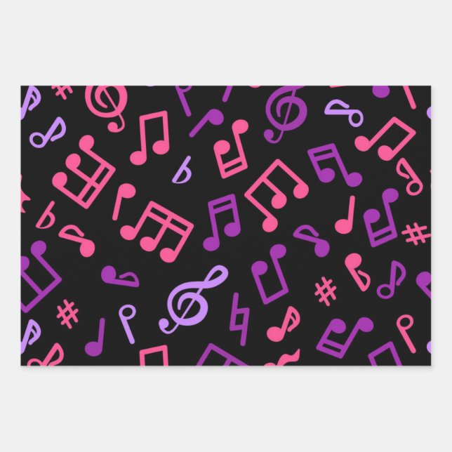 Music pattern wrapping paper sheets (Front)