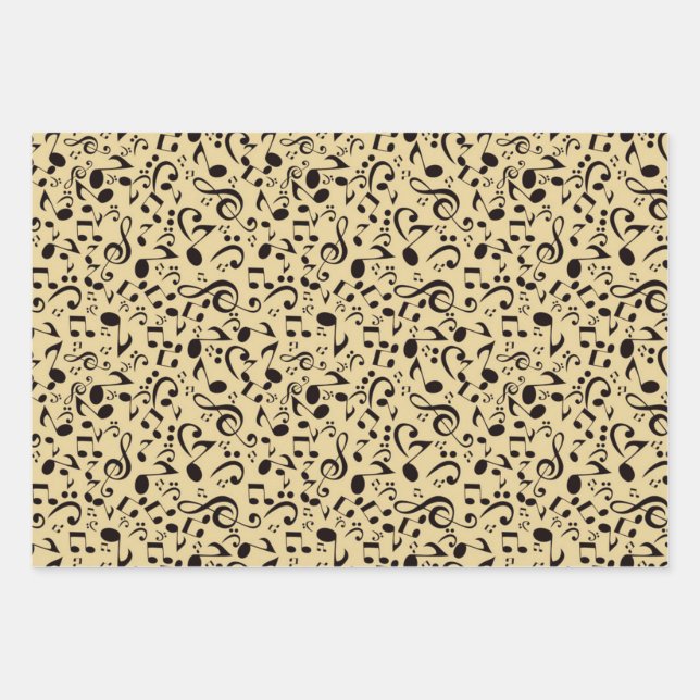Music pattern wrapping paper sheets (Front)