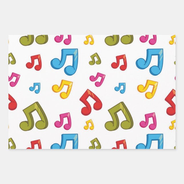 Music pattern wrapping paper sheets (Front)