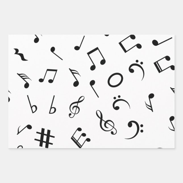Music pattern wrapping paper sheets (Front)