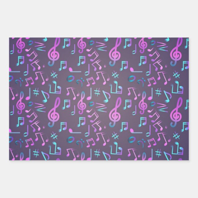 Music pattern wrapping paper sheets (Front)