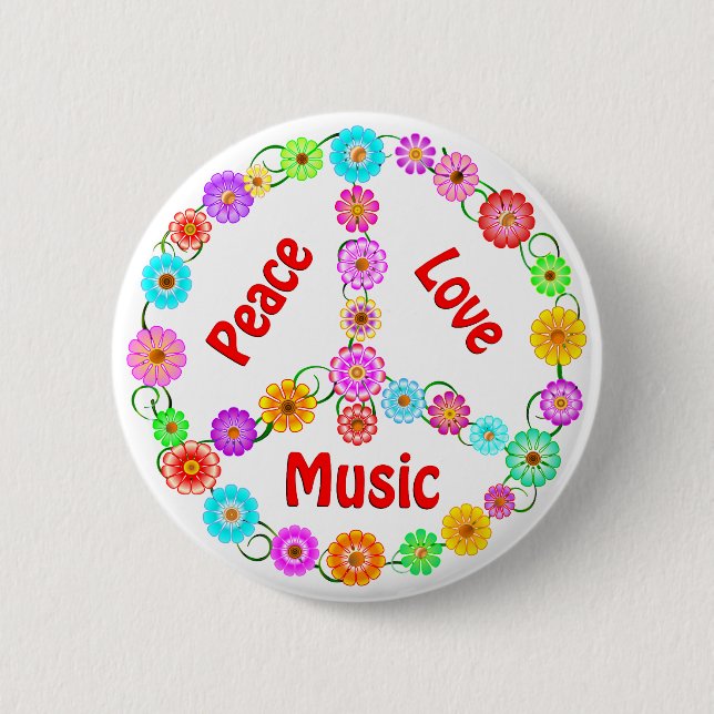 Music Peace Love Pinback Button (Front)