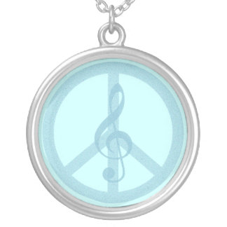 Music Peace Silver Plated Necklace