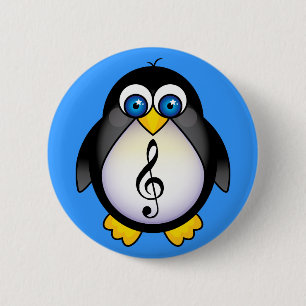 Music Penguin Treble Clef Pinback Button