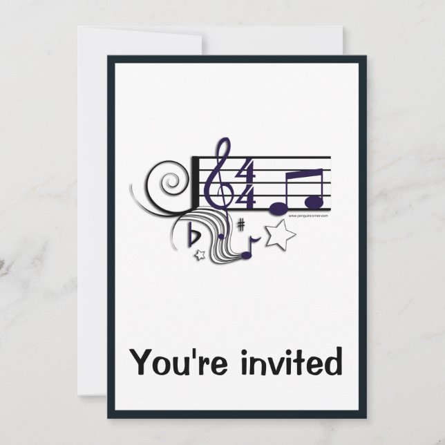 Music Performance or Recital: Black and White Invitation (Front)