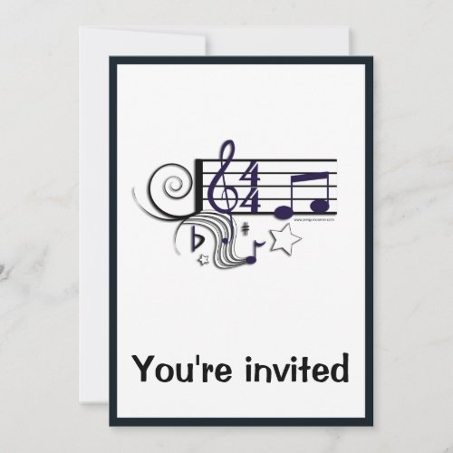 Music Performance or Recital Black and White Invitation