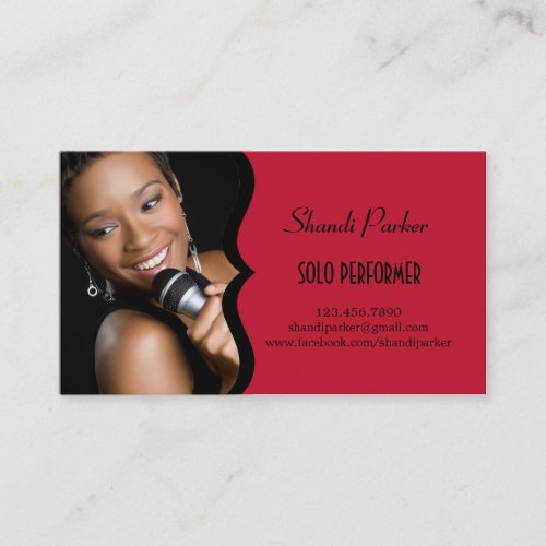 Music Performer Elegant Photo Business Card