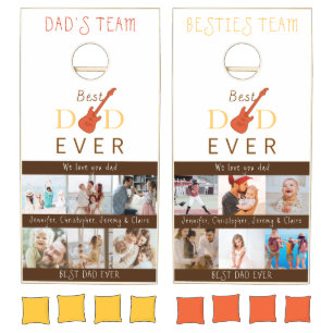 Music Photo Collage Best Dad Ever Fathers Day Cornhole Set