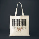 music piano butterfly name tote bag<br><div class="desc">music piano personalized name bag</div>