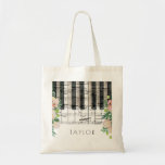Music Piano Floral Name Tote Bag at Zazzle