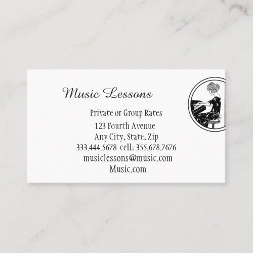 Music Piano Guitar Lessons Teacher  Business Card