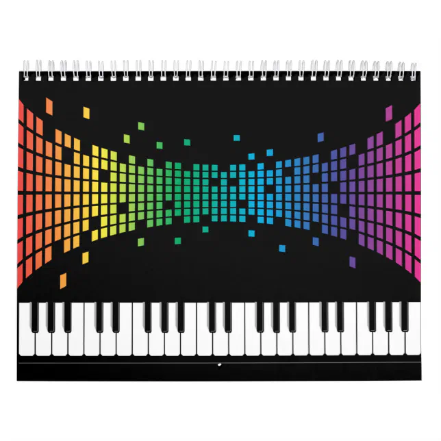Music piano instrumental keyboard multicolored calendar | Zazzle