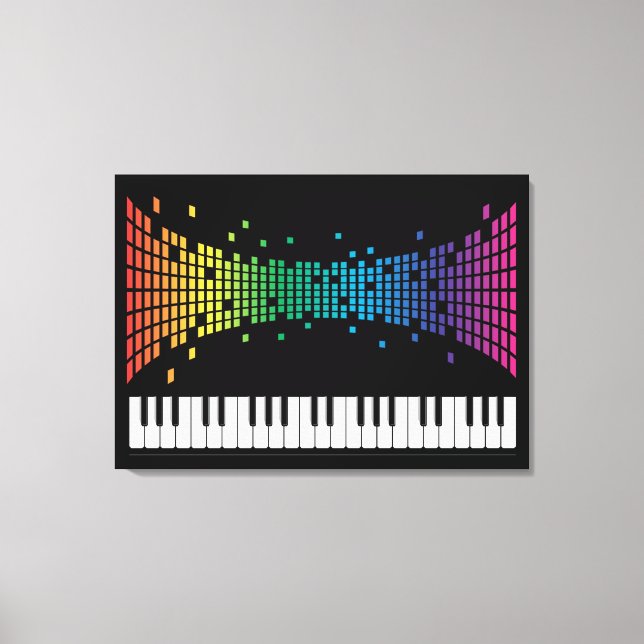 Music piano instrumental keyboard multicolored canvas print (Front)