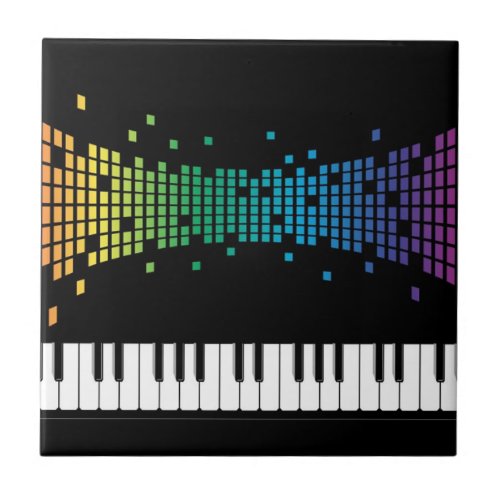 Music piano instrumental keyboard multicolored  ceramic tile