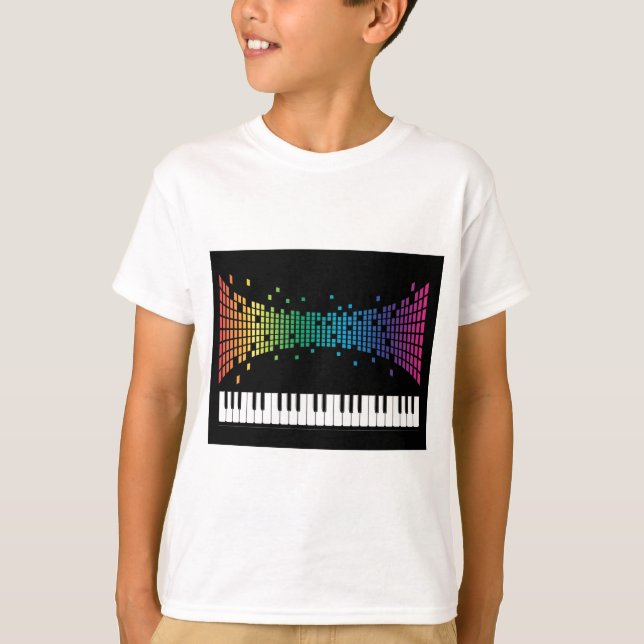 Music piano instrumental keyboard multicolored T-Shirt (Front)