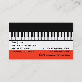 Music Piano Keyboard Keyboards Organ Business Card by layooper at Zazzle