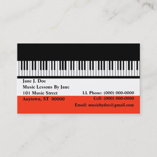 Customizable Music Piano Keyboard Keyboards organ Business Card