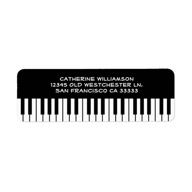 Music Piano Keyboard Keys Custom Name or Company Label (Front)