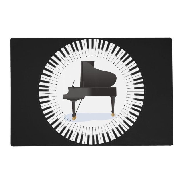 Music Piano Keynote Black laminated Placemat (Front)