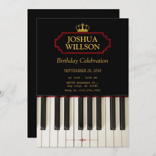 Music Piano Keys birthday Invitation
