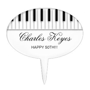 Music Piano Keys Black White Cake Topper