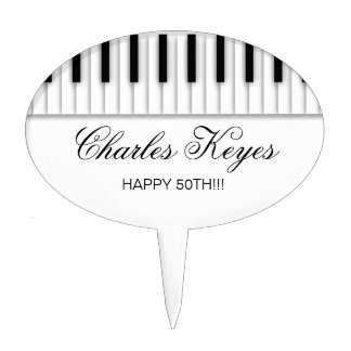Music Piano Keys Black White Cake Topper
