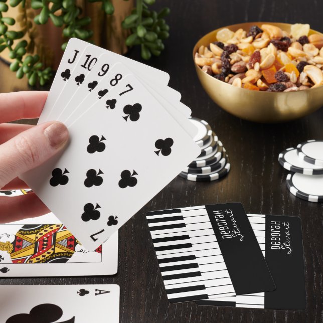 Music Piano Keys Elegant Black & White  Poker Cards (In Situ)