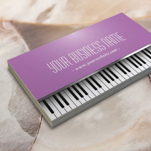 Purple Metal Border Piano Music Business Card