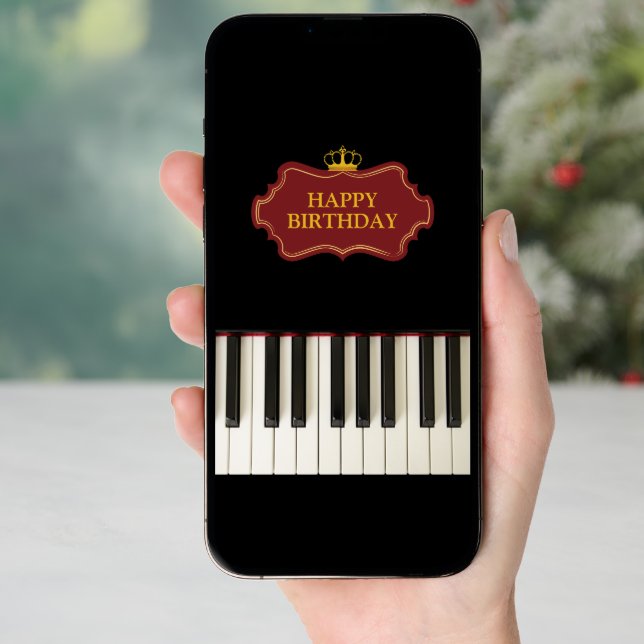 Music Piano Keys Happy Birthday Holiday Card (Front Digital)