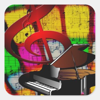Music Piano Keys Notes Teacher Destiny Instruments Square Sticker by Honeysuckle_Sweet at Zazzle