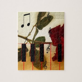Music Piano Keys Notes Teacher Roses Instruments Jigsaw Puzzle by Honeysuckle_Sweet at Zazzle