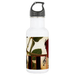 Music Piano Keys Notes Teacher Roses Instruments Stainless Steel Water Bottle